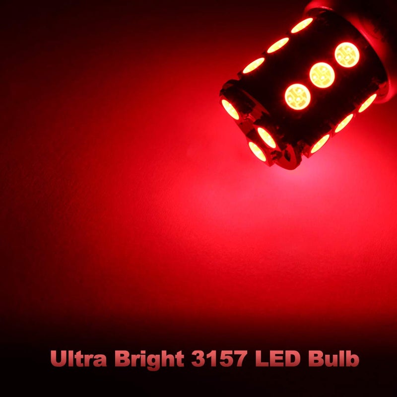 Yorkim 3157 Red LED Light Bulbs, 3056 3057 3156 3157 4157, 360 Degree Lighting Angle, Super Bright, Non-Polarity Design, Easy to Install - Image 4